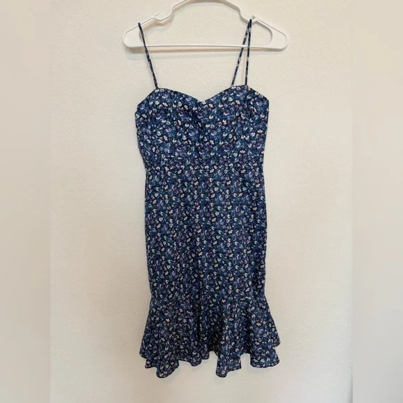 J Crew Liberty Spaghetti Strap Floral Midi Dress Blue Size P4 - Picture 2 of 6